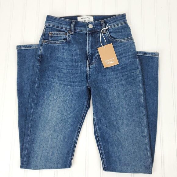 Reformation Harper High Rise Skinny Jeans Destin Wash I-0219a - Picture 2 of 12